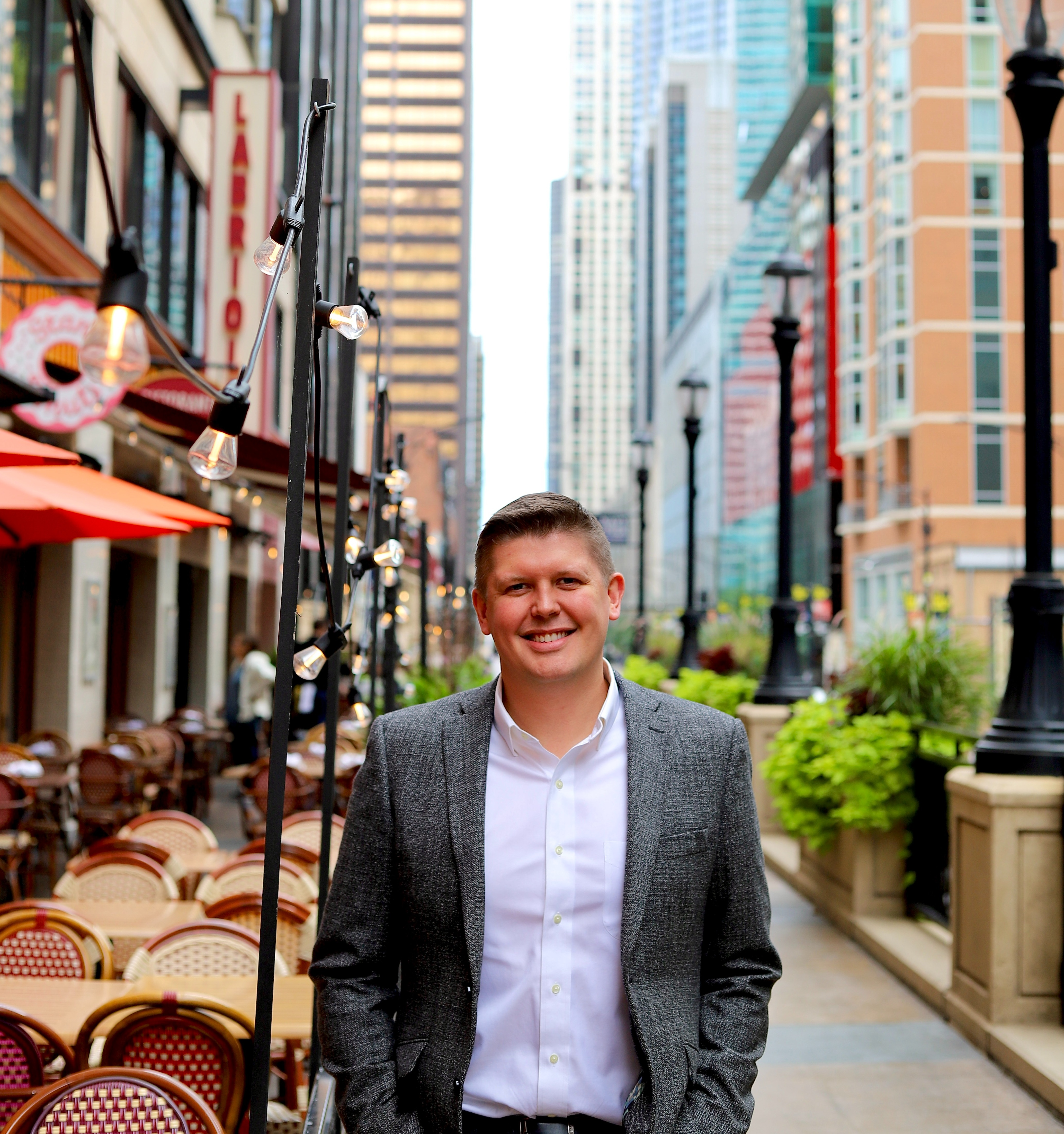 a person standing in front of a building