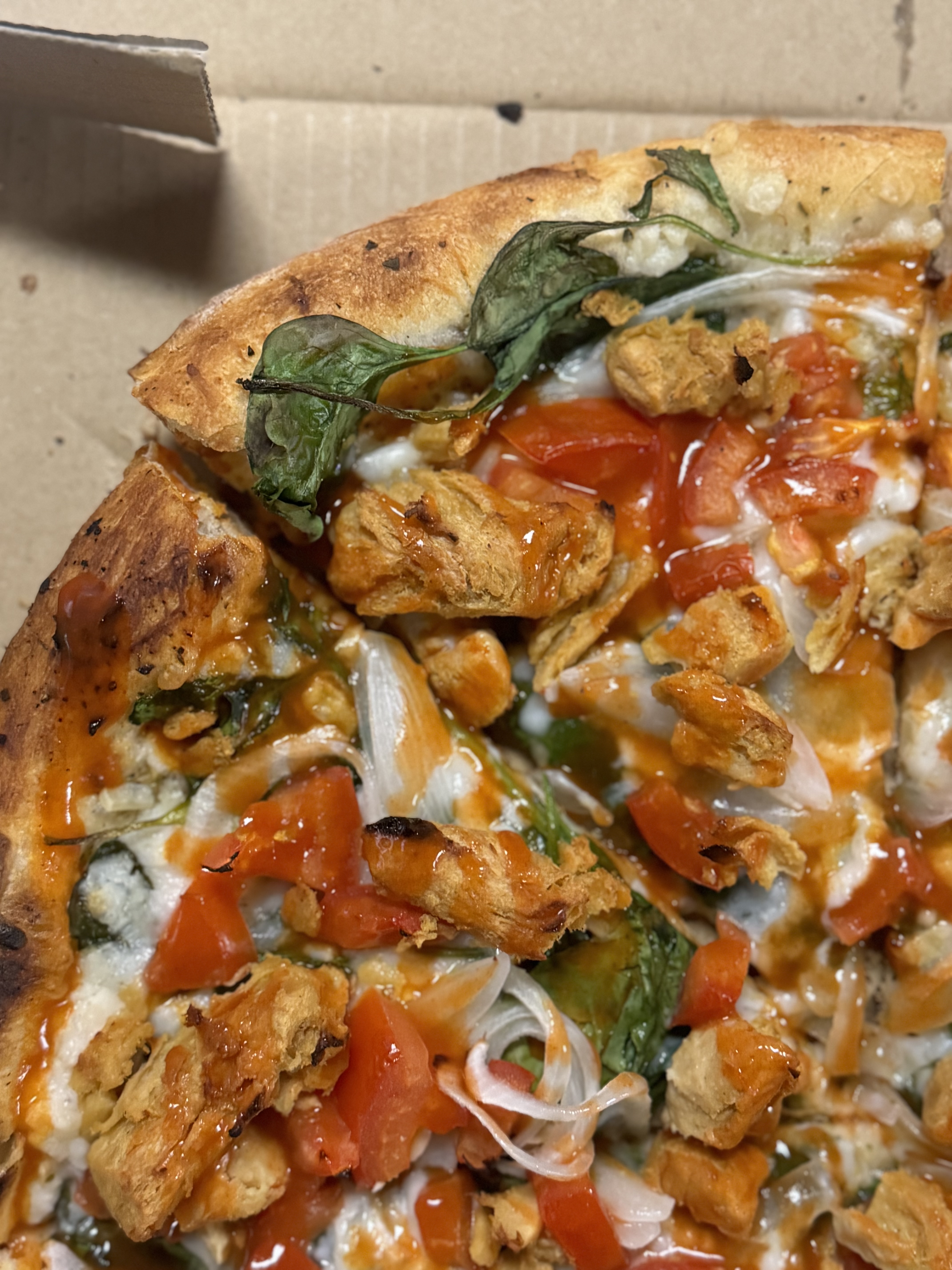 a close up of a pizza