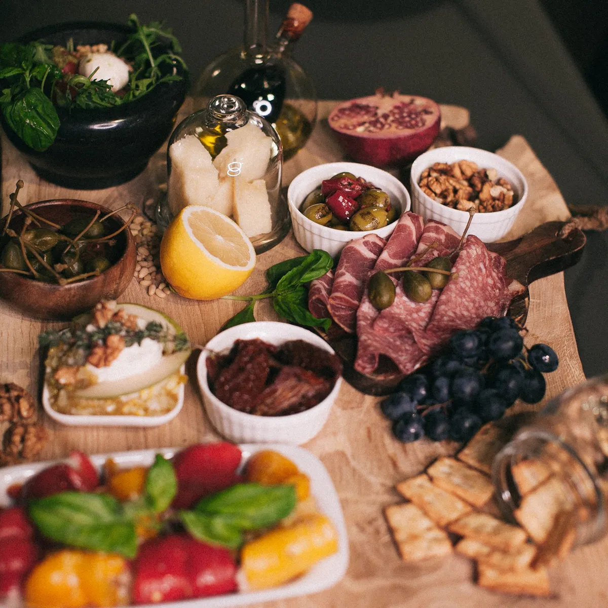 a bunch of food on a table