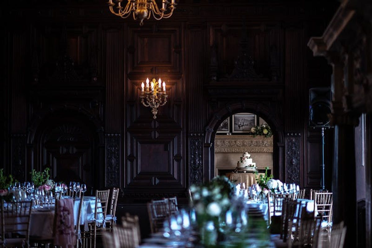 a dining room table filled with wine glasses