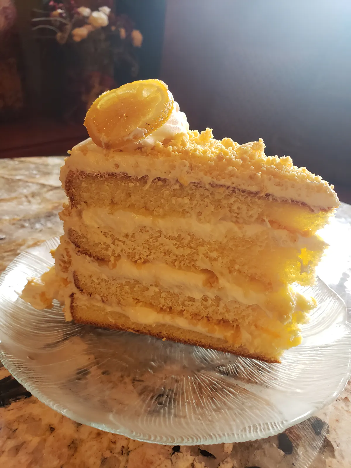 a piece of cake sitting on top of a table