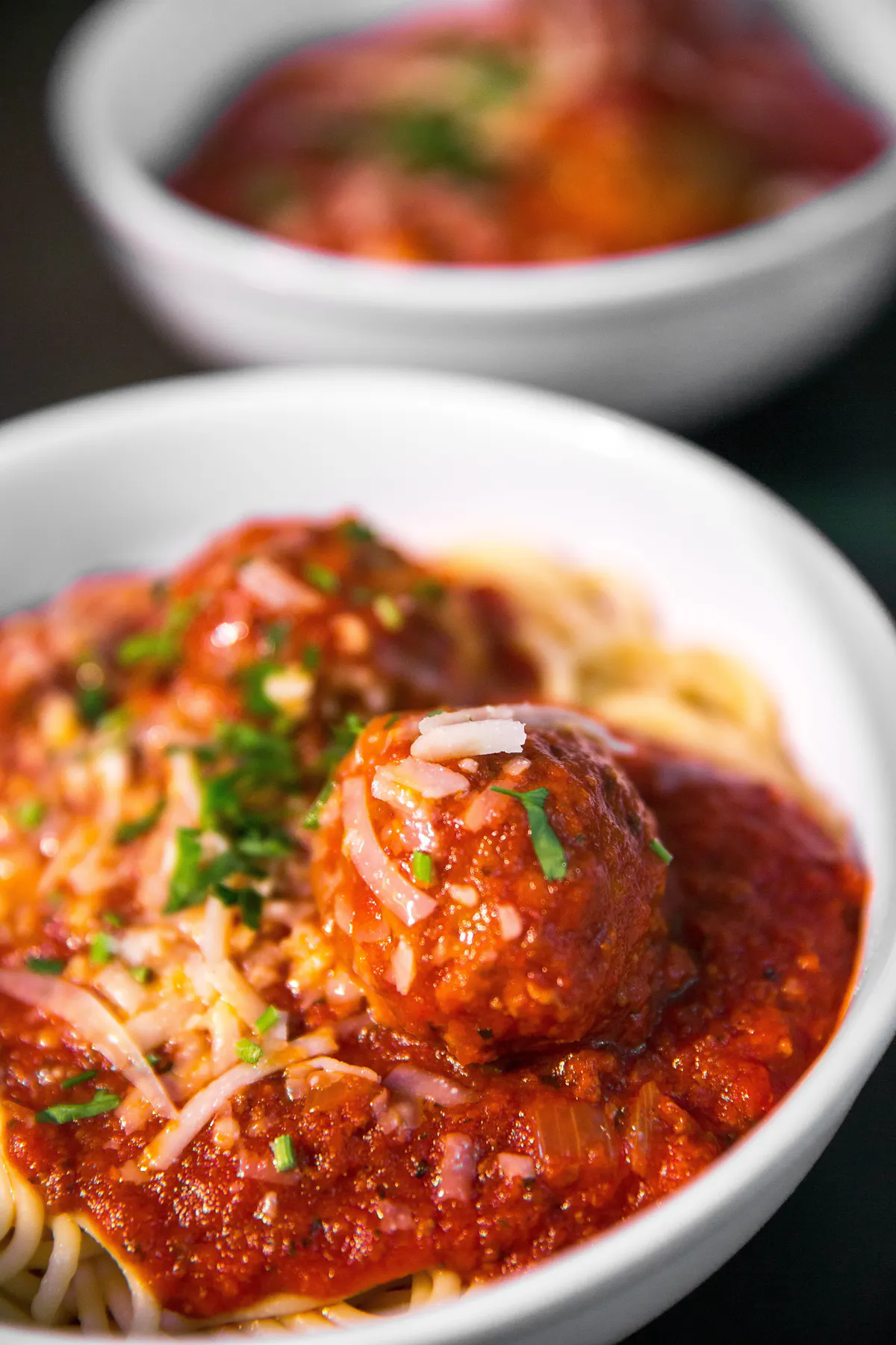 a close up of a bowl of food on a plate