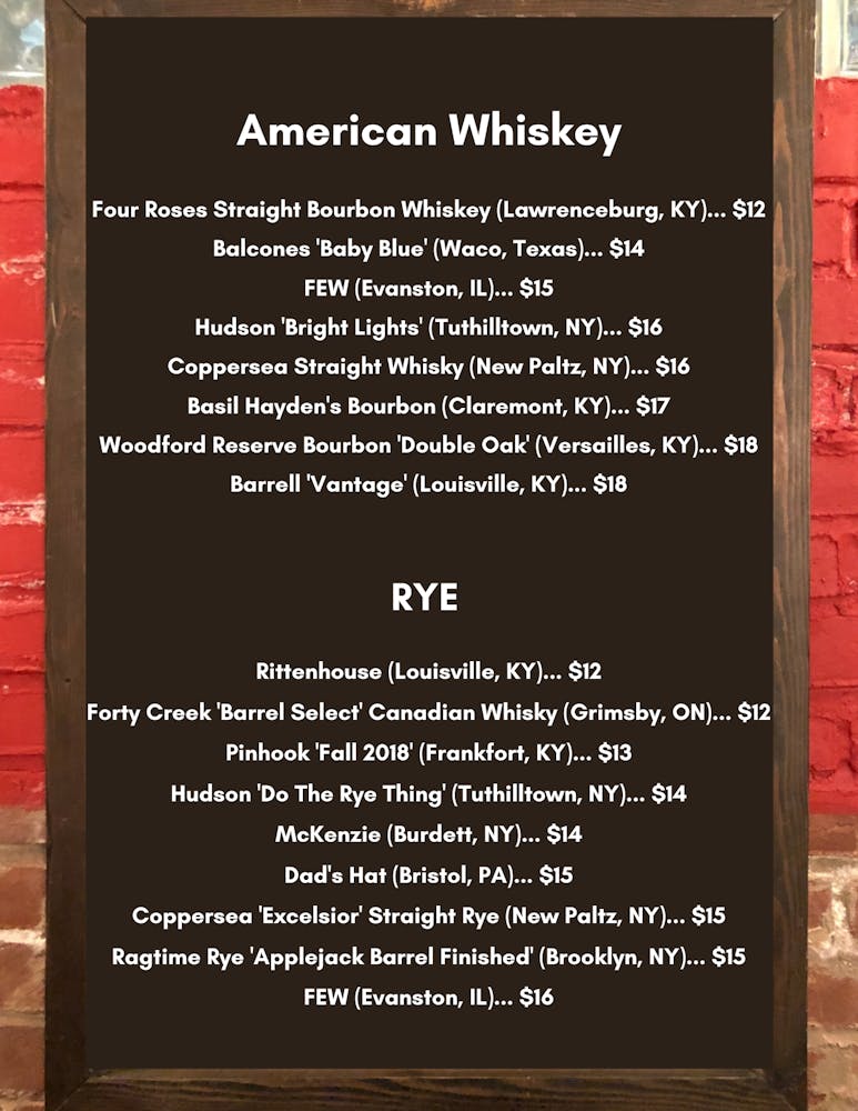 Whiskey & Rye list call for more info