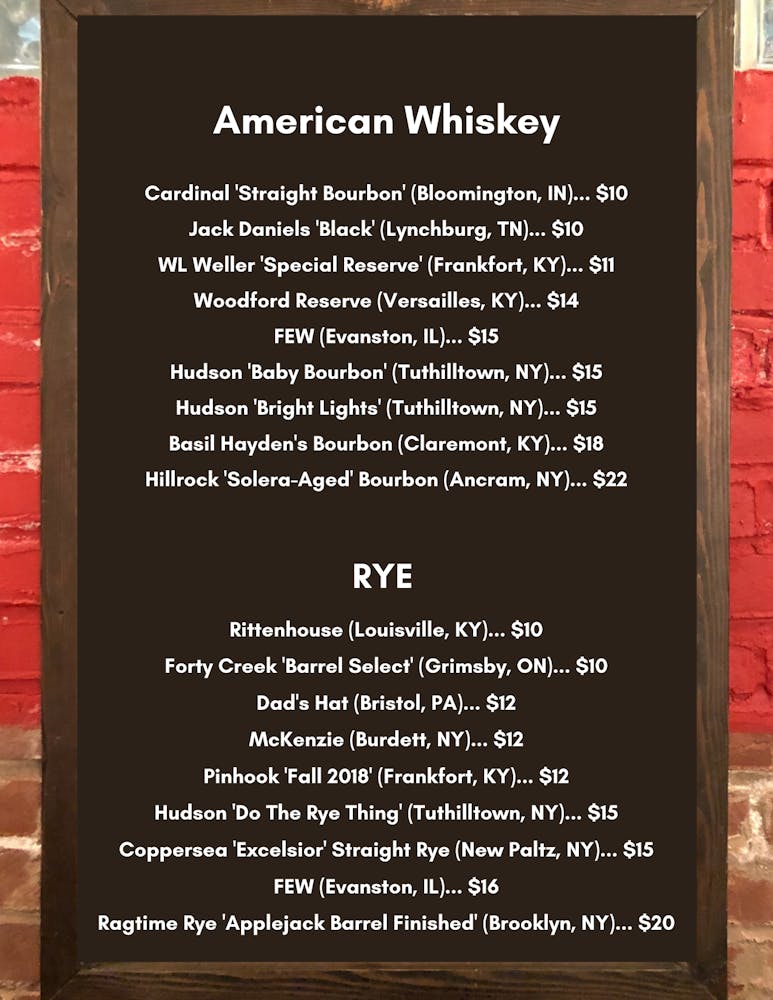 Whiskey & Rye list call for more info