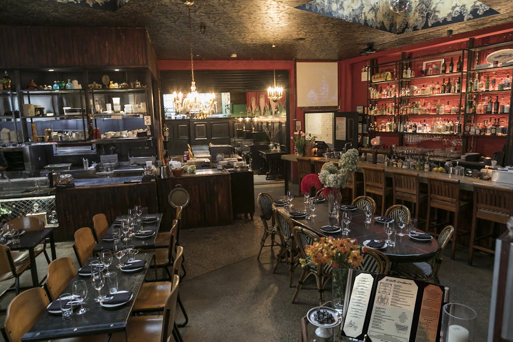 a dining table in a restaurant