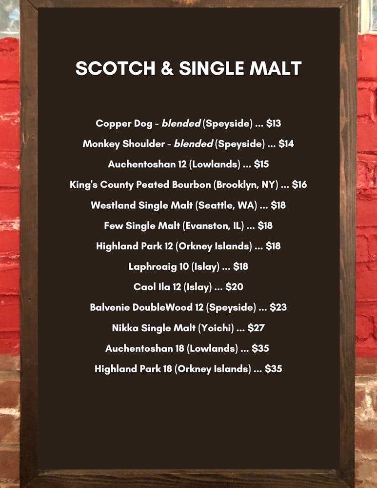 Scotch & Single Malt list call for more info