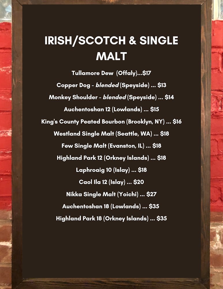 Scotch & Single Malt list call for more info