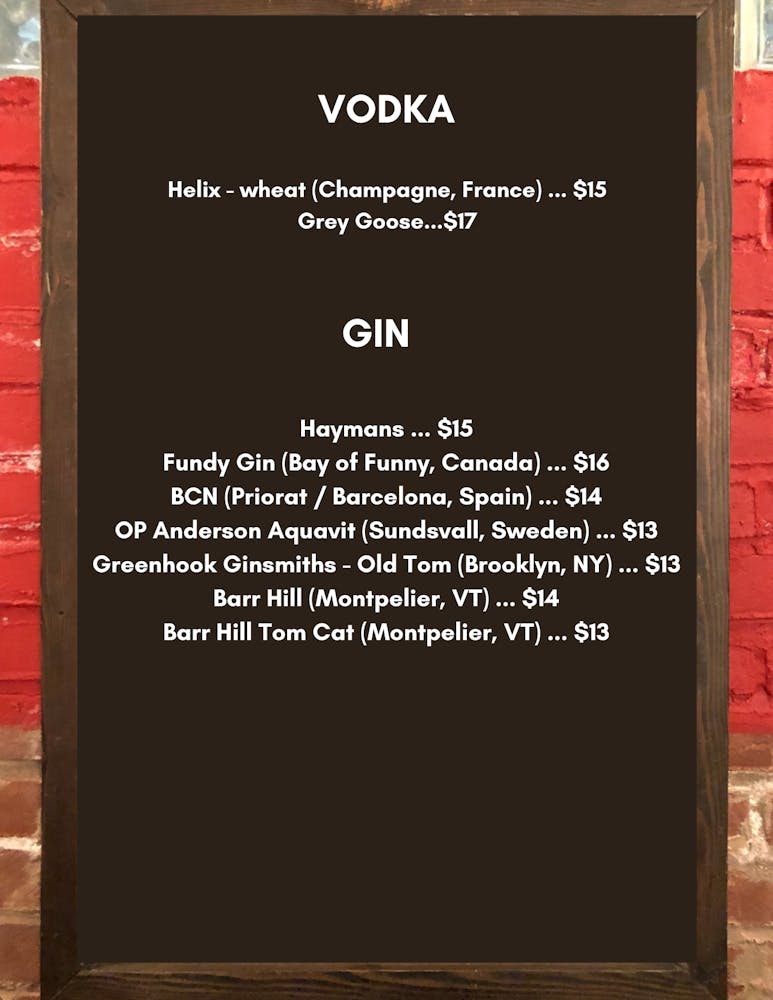 Vodka & Gin list call for more info