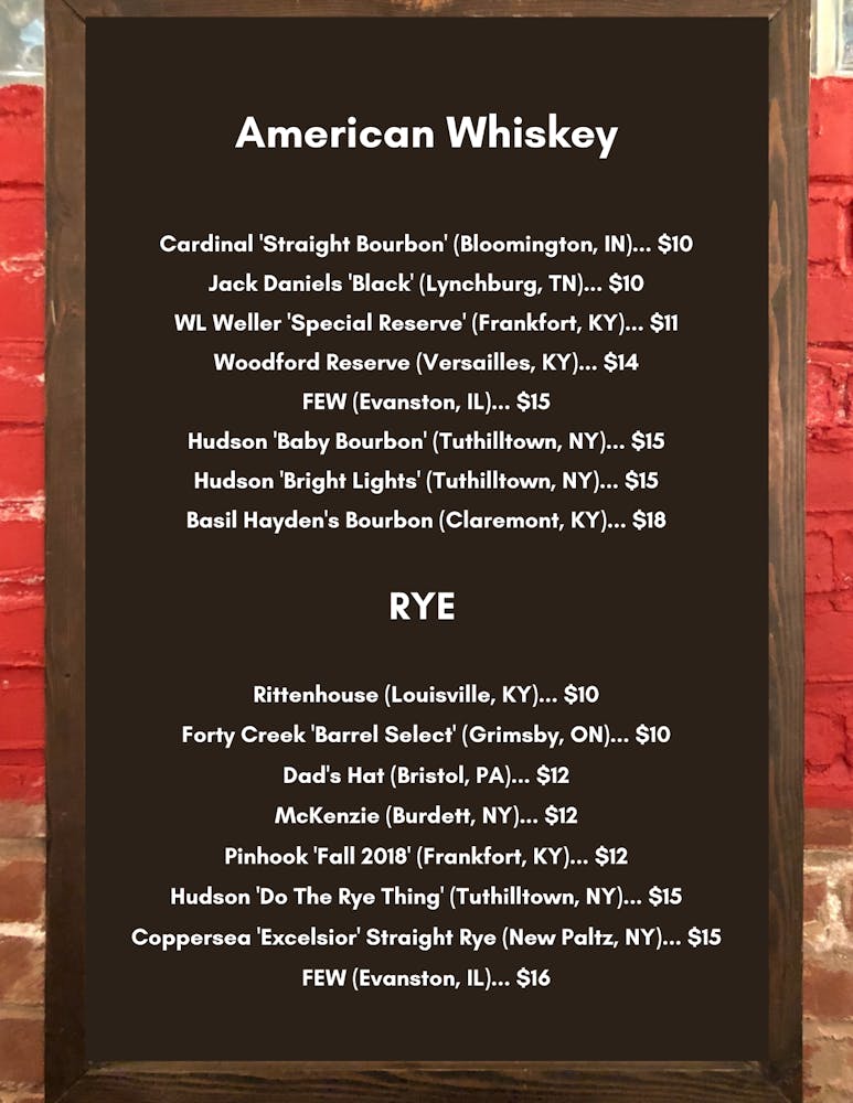 Whiskey & Rye list call for more info