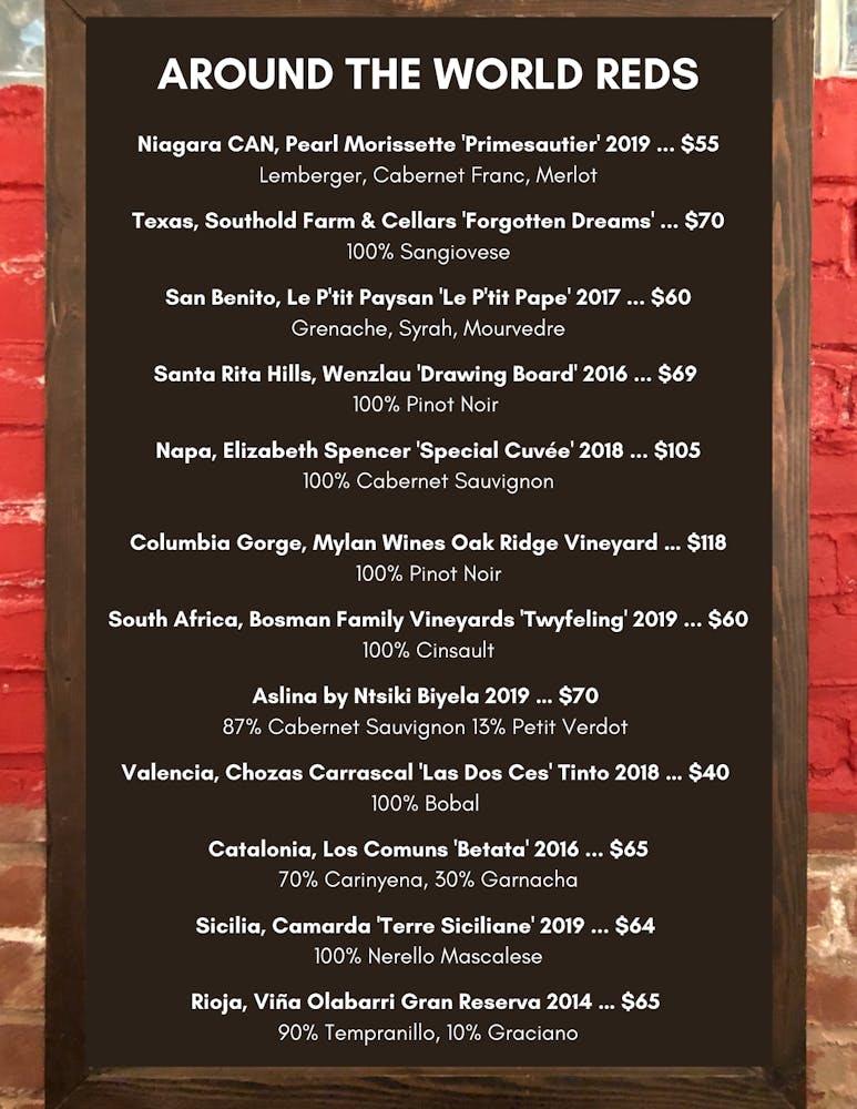 Red wines Global list call for more info