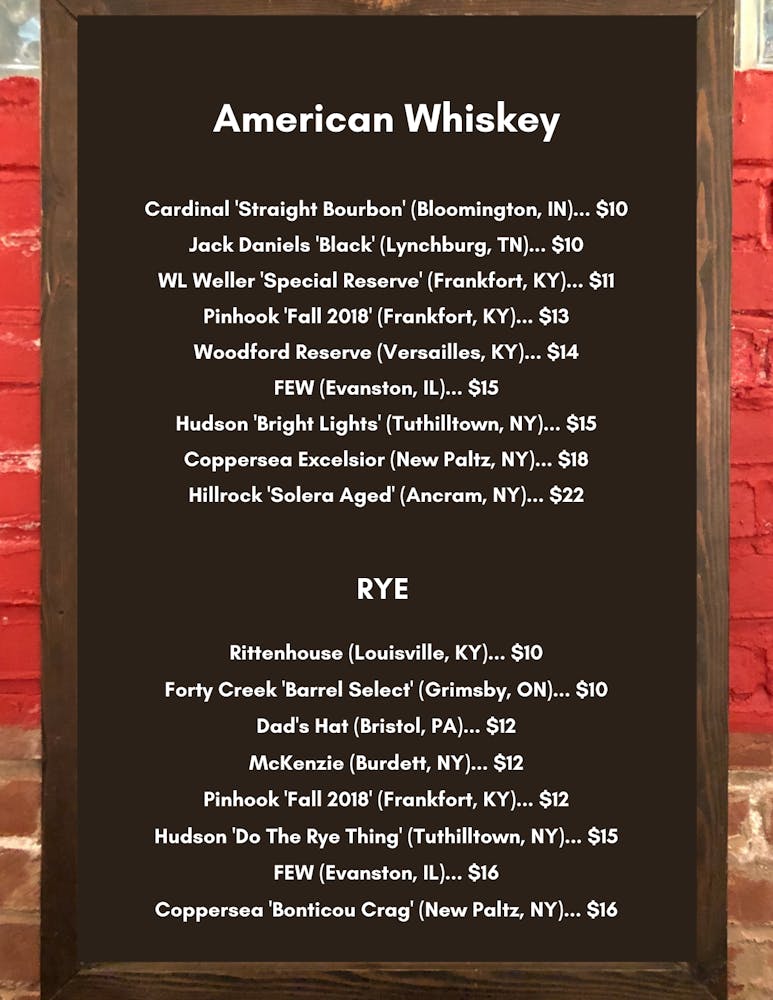 Whiskey & Rye list call for more info