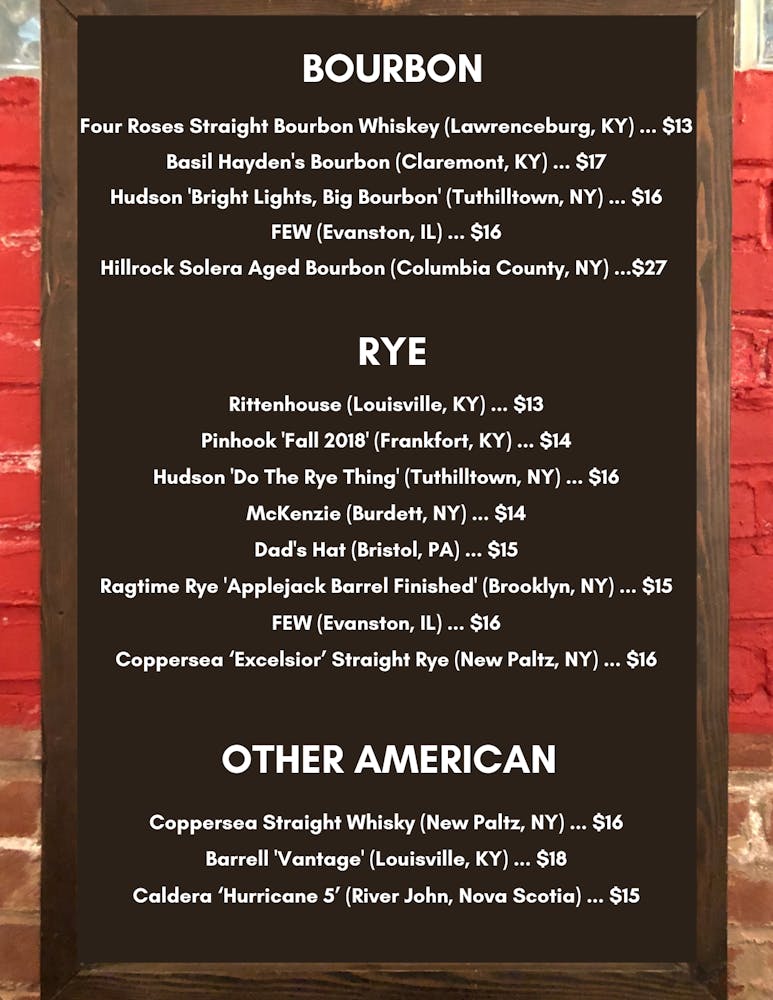 Whiskey & Rye list call for more info