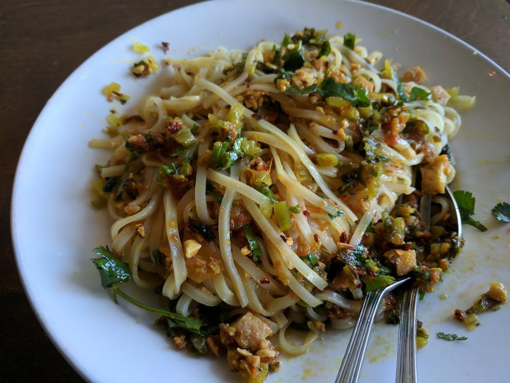 a plate of food with broccoli