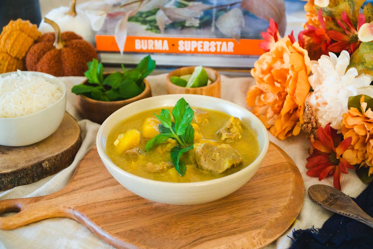 a bowl of food on a table