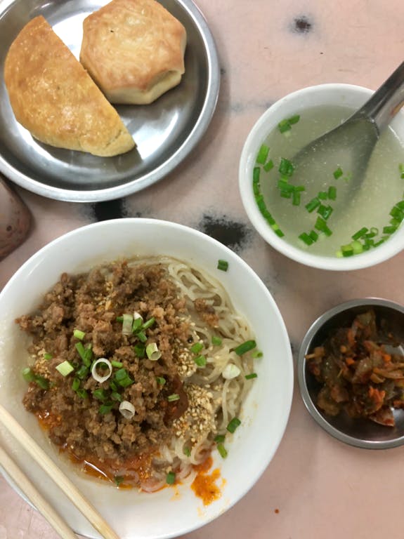 a bowl of food on a table