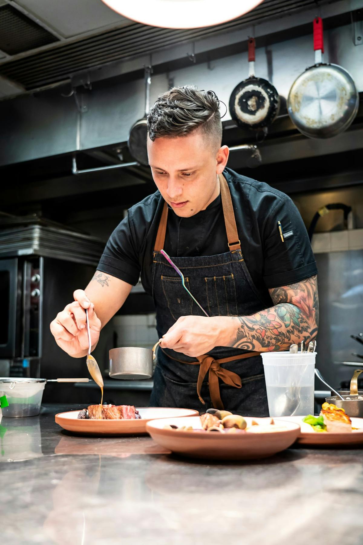 a person preparing food in a kitchen