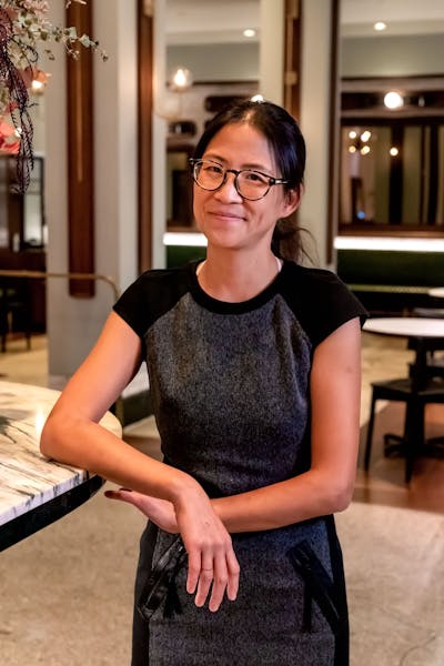 a person sitting on a table