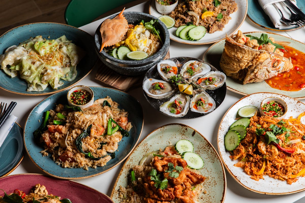 a bunch of different types of food on a plate
