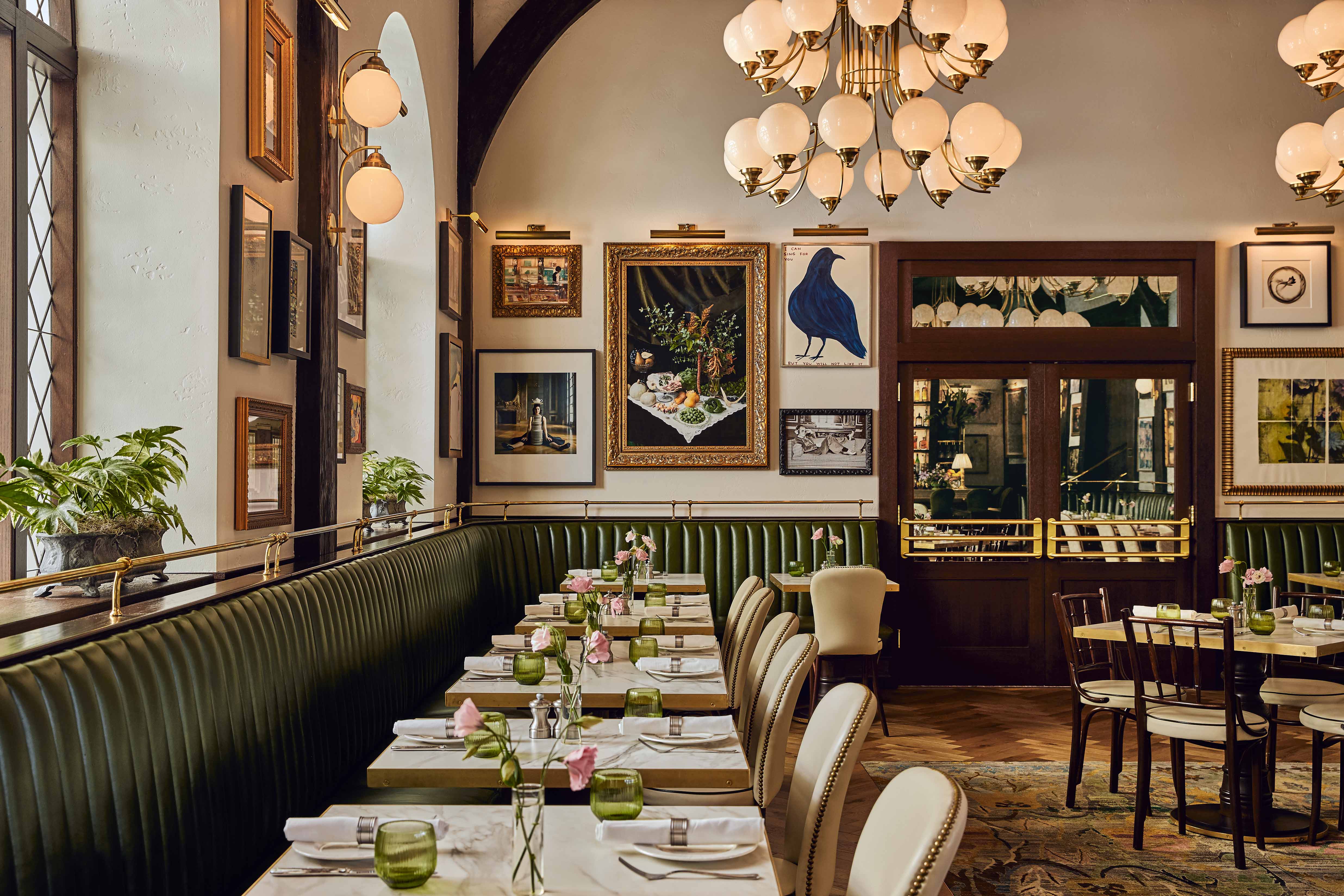 a restaurant with tables and chairs