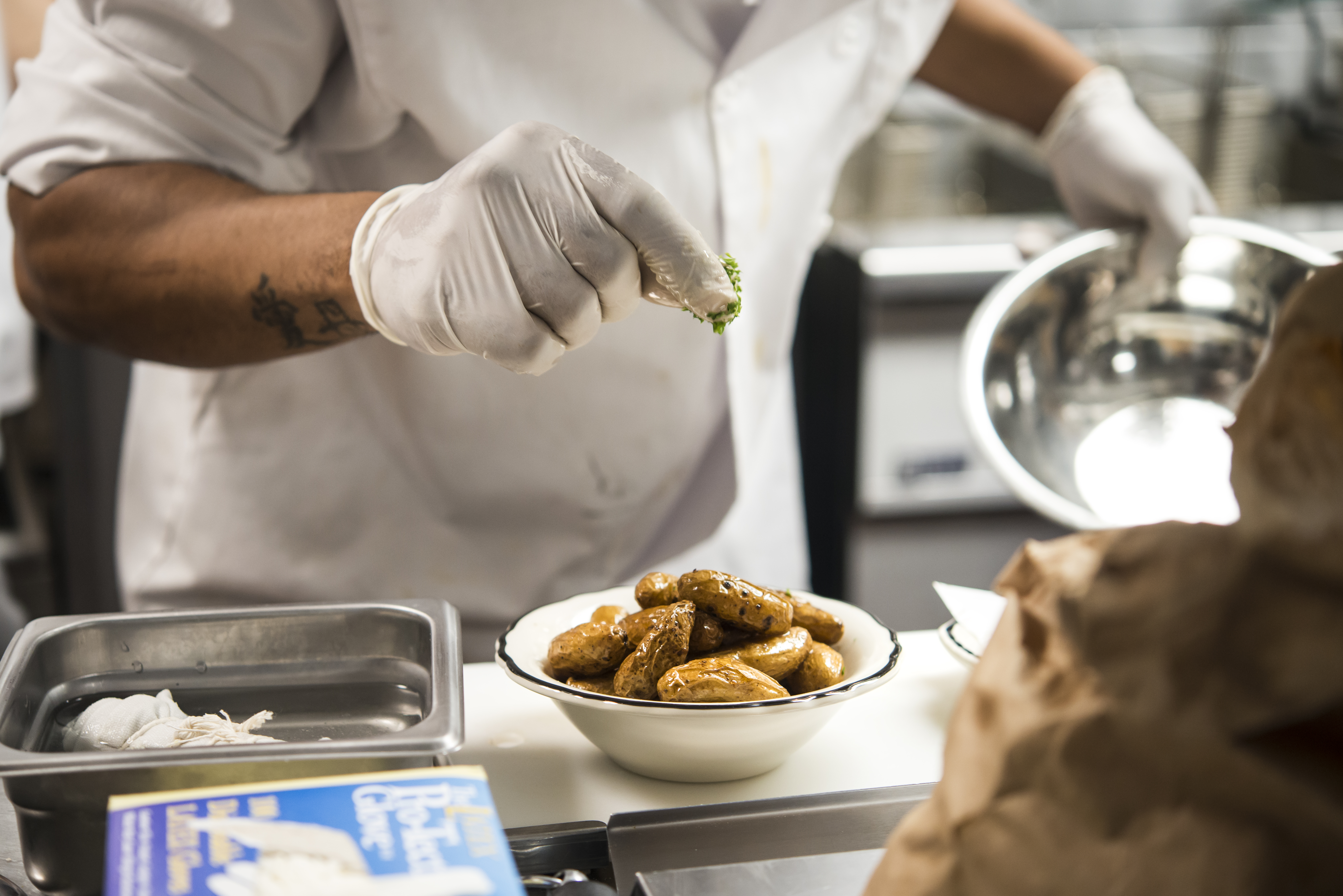 a man holding a plate of food