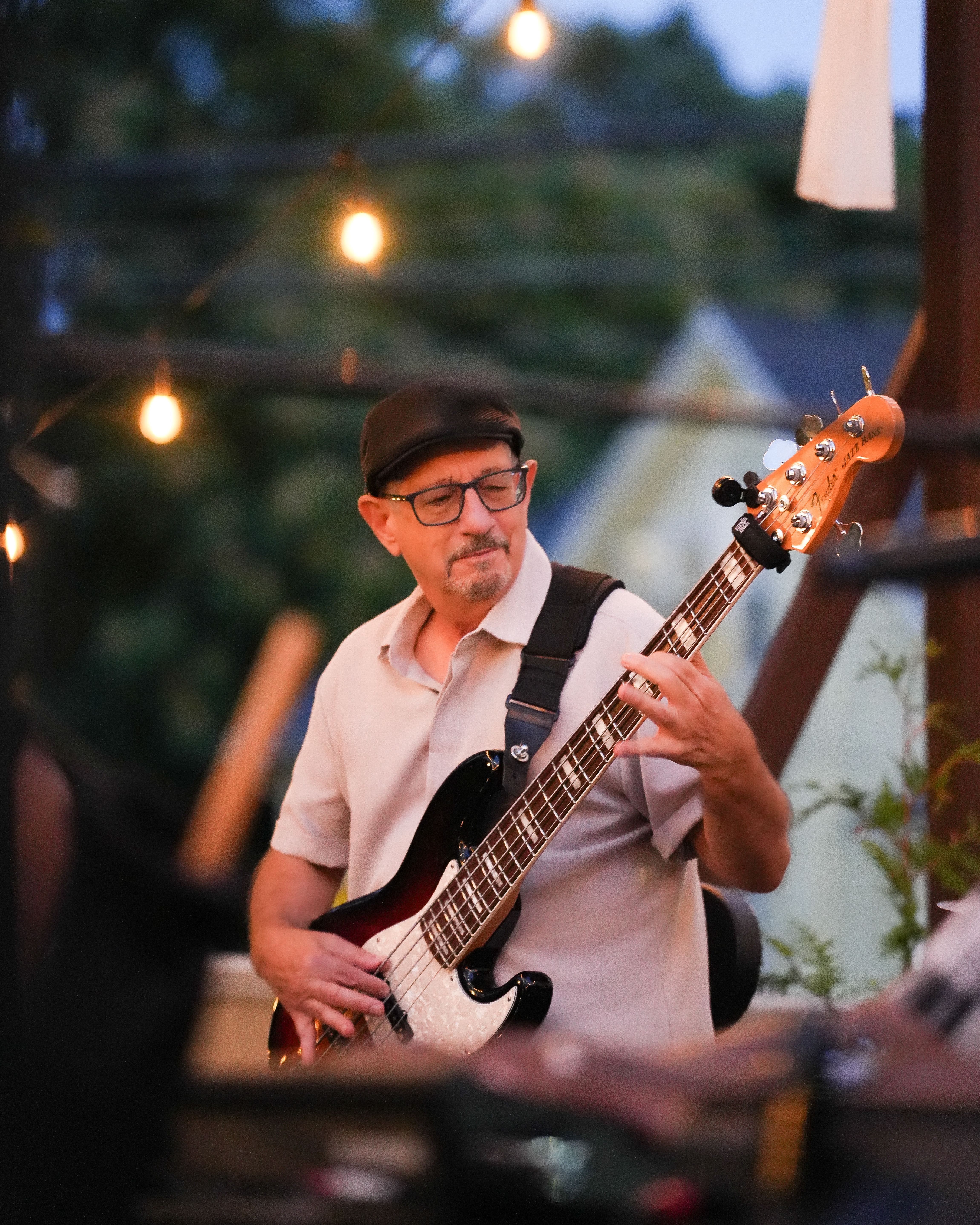 a man holding a guitar