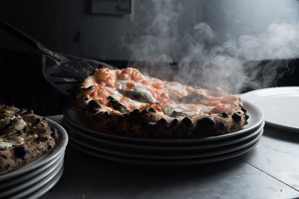 a just cooked pizza
