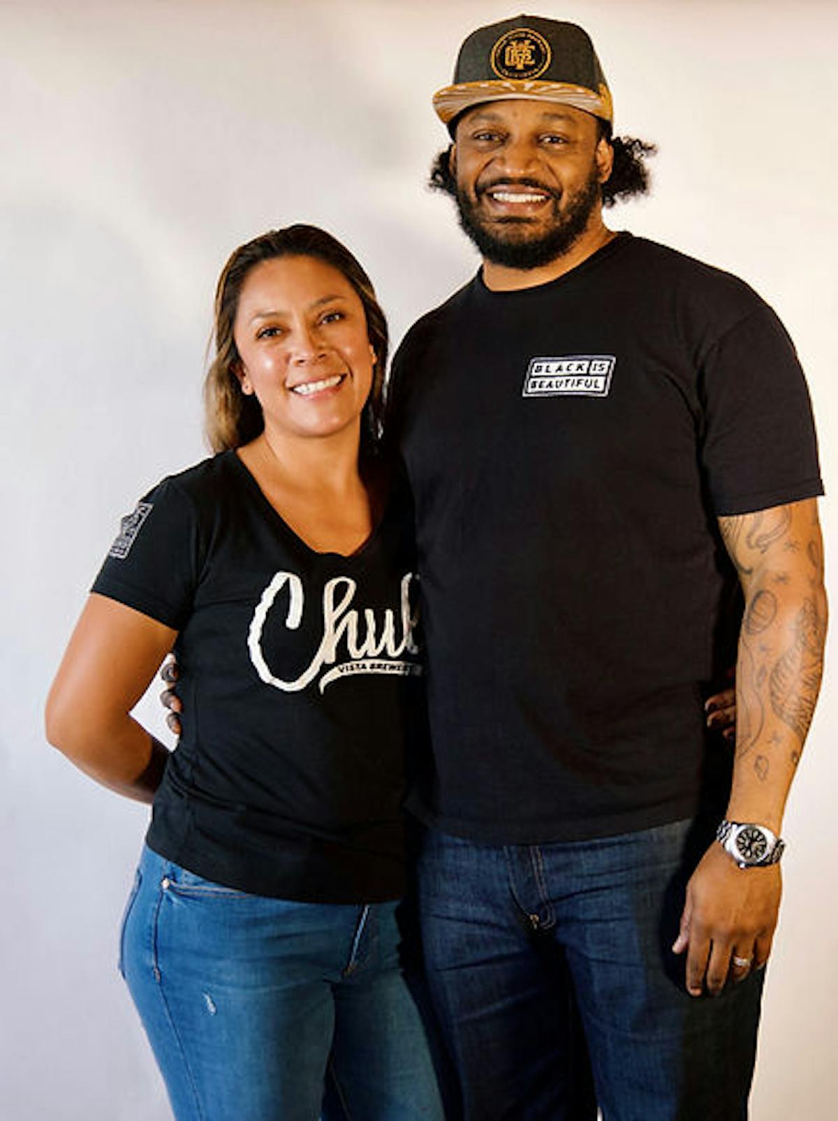 a man and woman posing for a picture