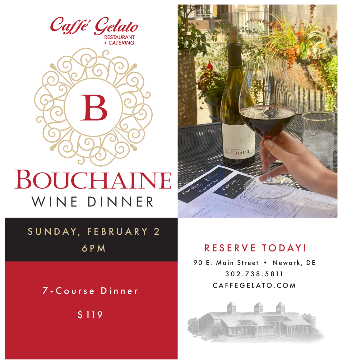 Bouchaine Wine Dinner (02022025) Caffe Gelato Northern Italian