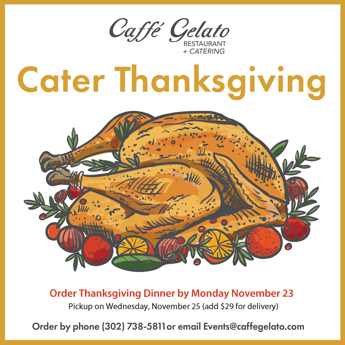 Thanksgiving Catered - order by Wednesdat November 25th 2026