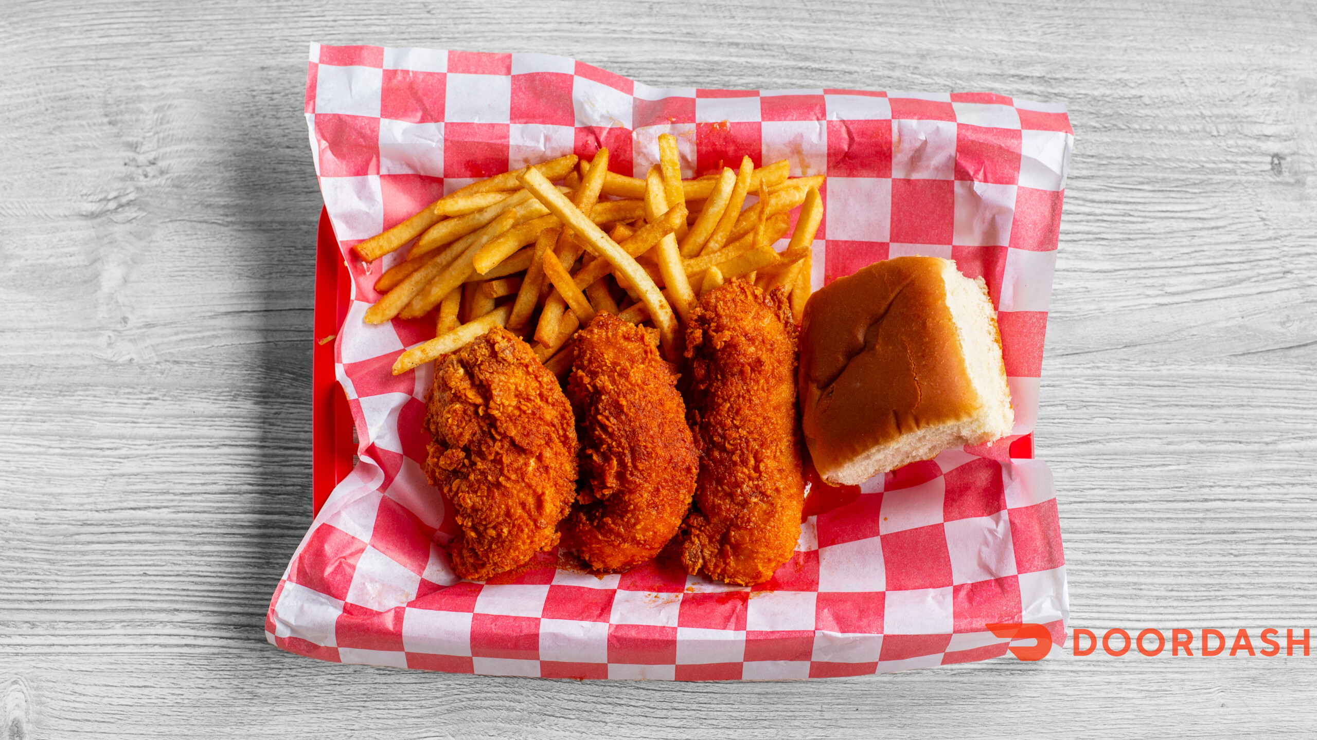 a plate with food on a table
