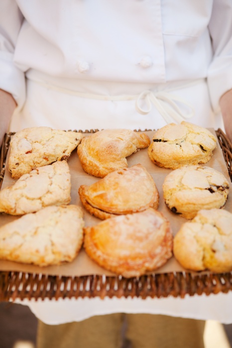 tray of scones and apple turnovers