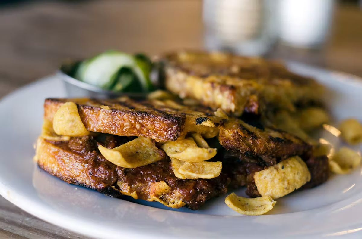 a close up of food on a plate