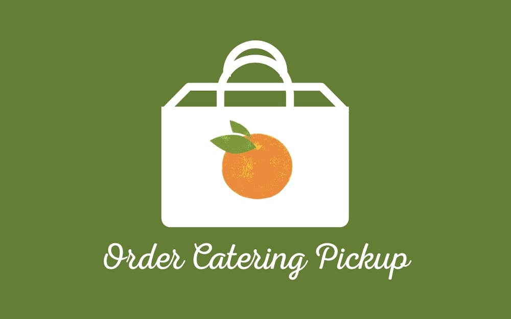 logo, company name, shopping bag on green background