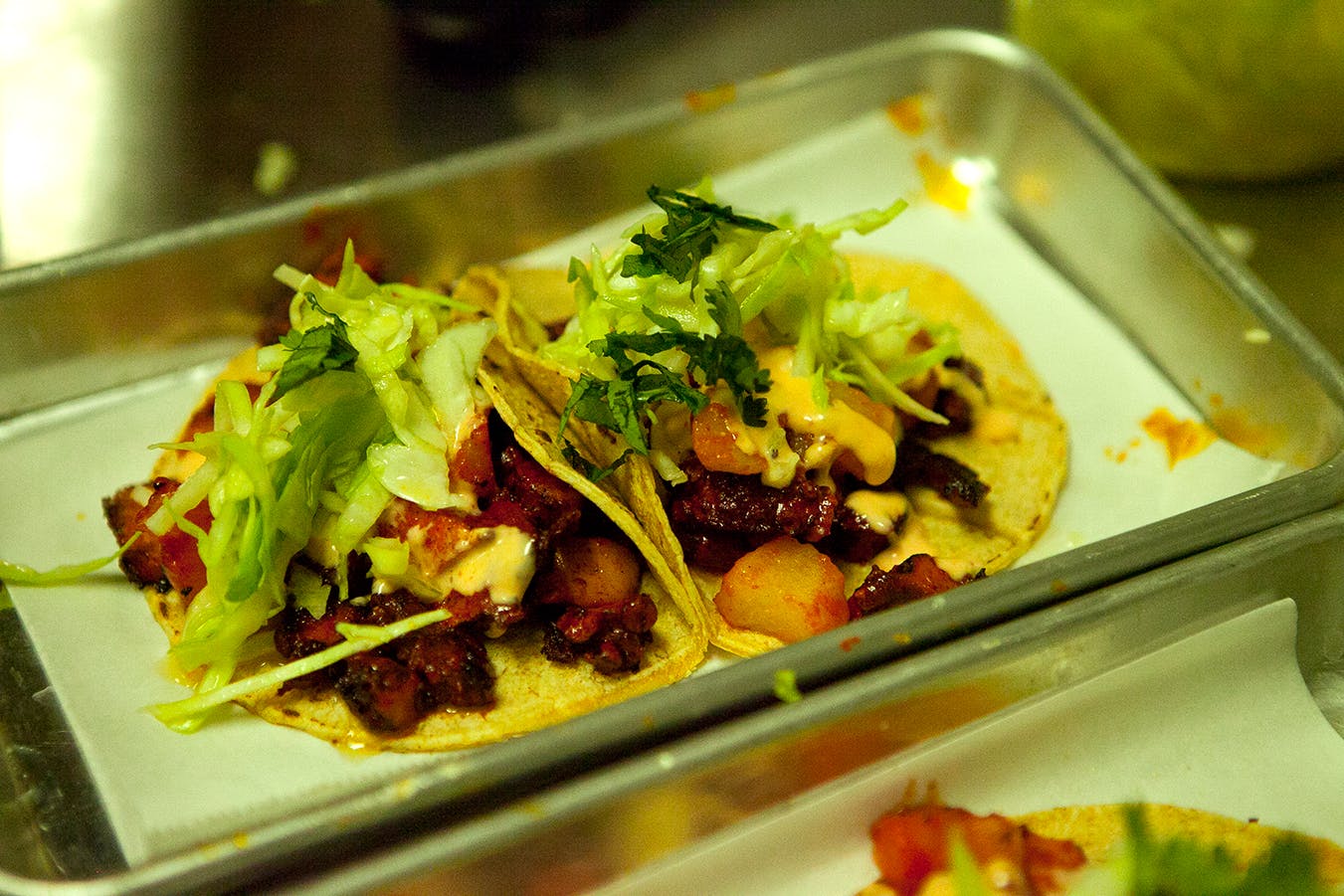 a box filled with different types of food on a tray