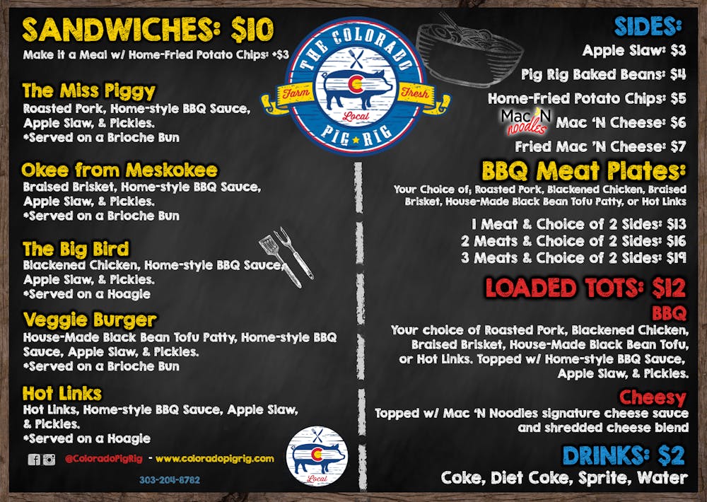 Street Service Menu | The Colorado Pig Rig | Denver Food Truck Catering