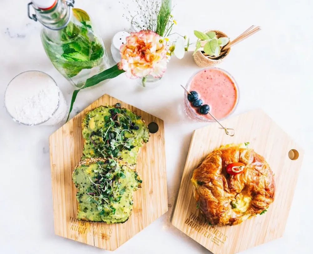 a group of different types of food on a table