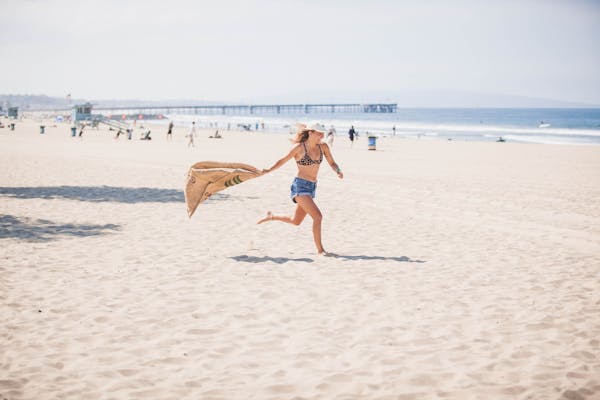 a person standing on a beach