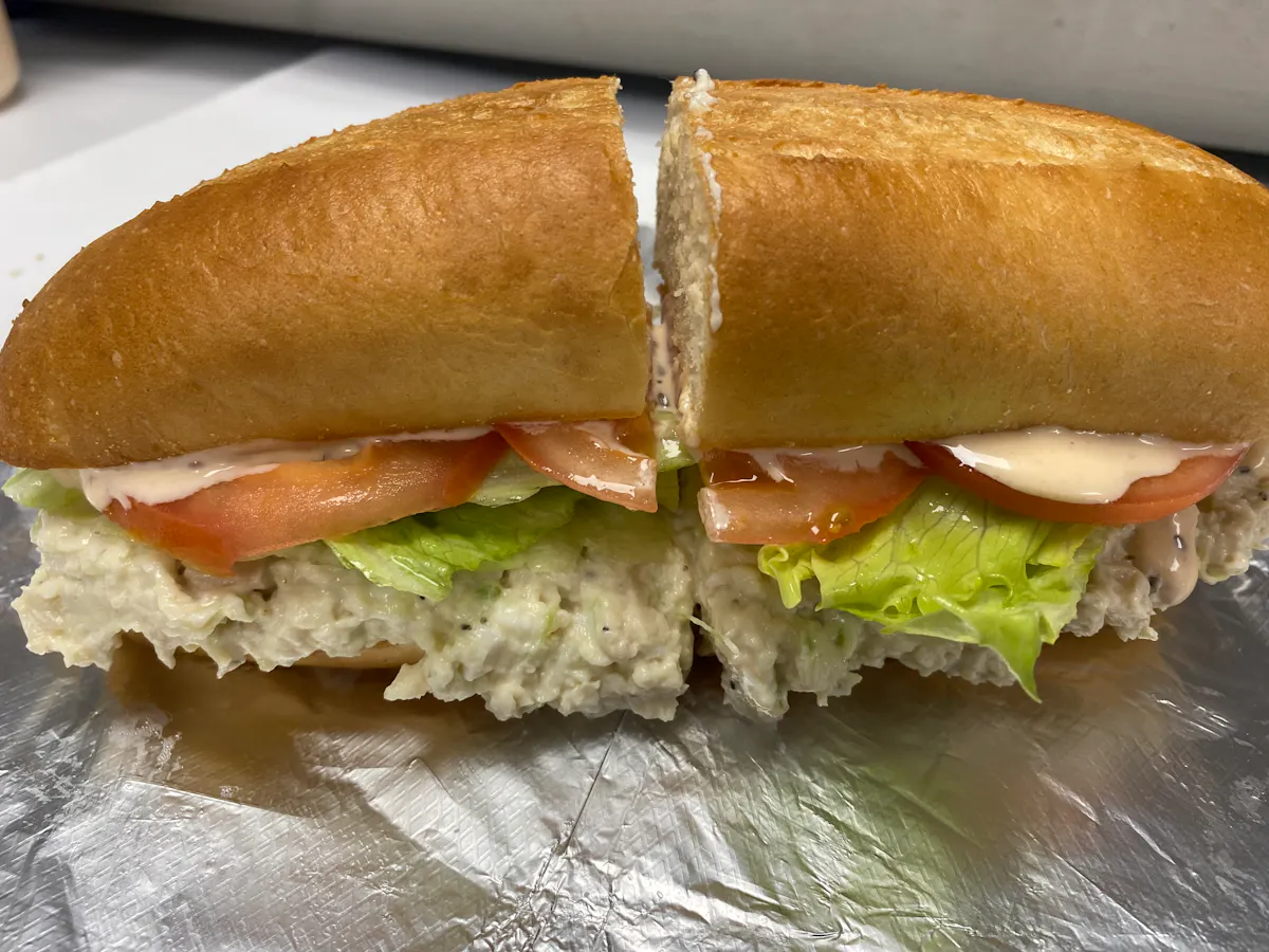 a sandwich cut in half