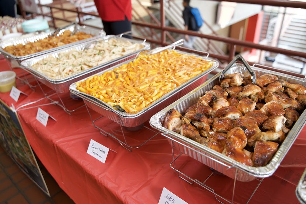 a tray of food on a table