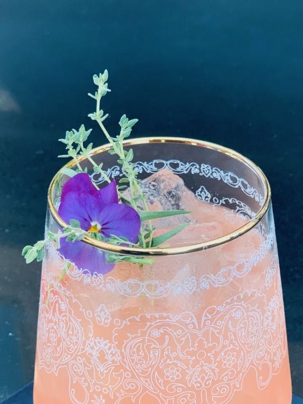 a glass of water on a table