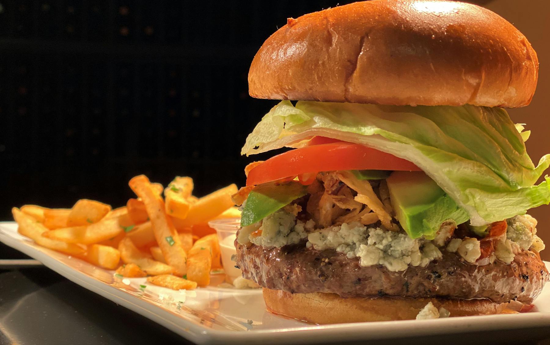 burger with fries