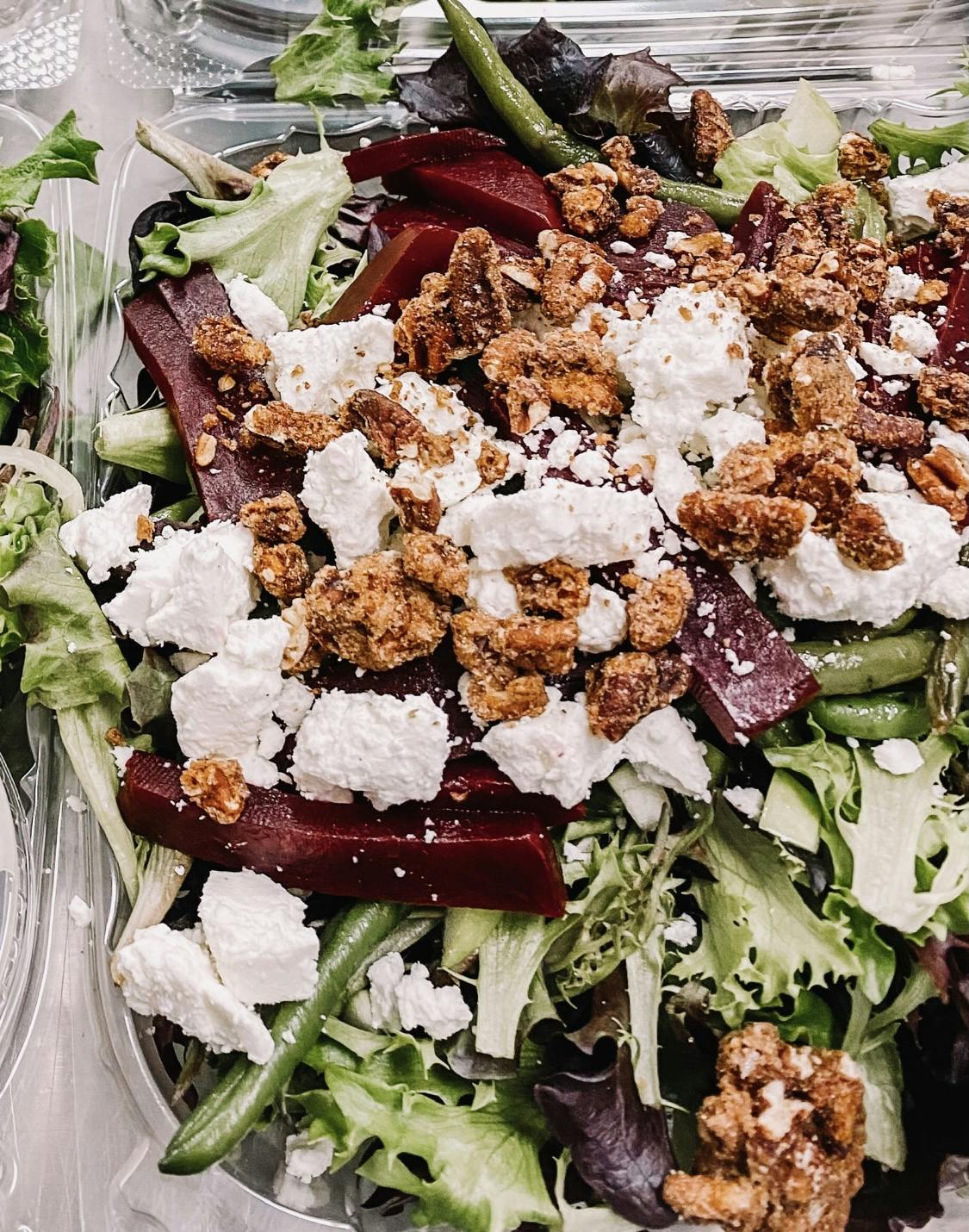 pickled beet & green bean salad with goat cheese