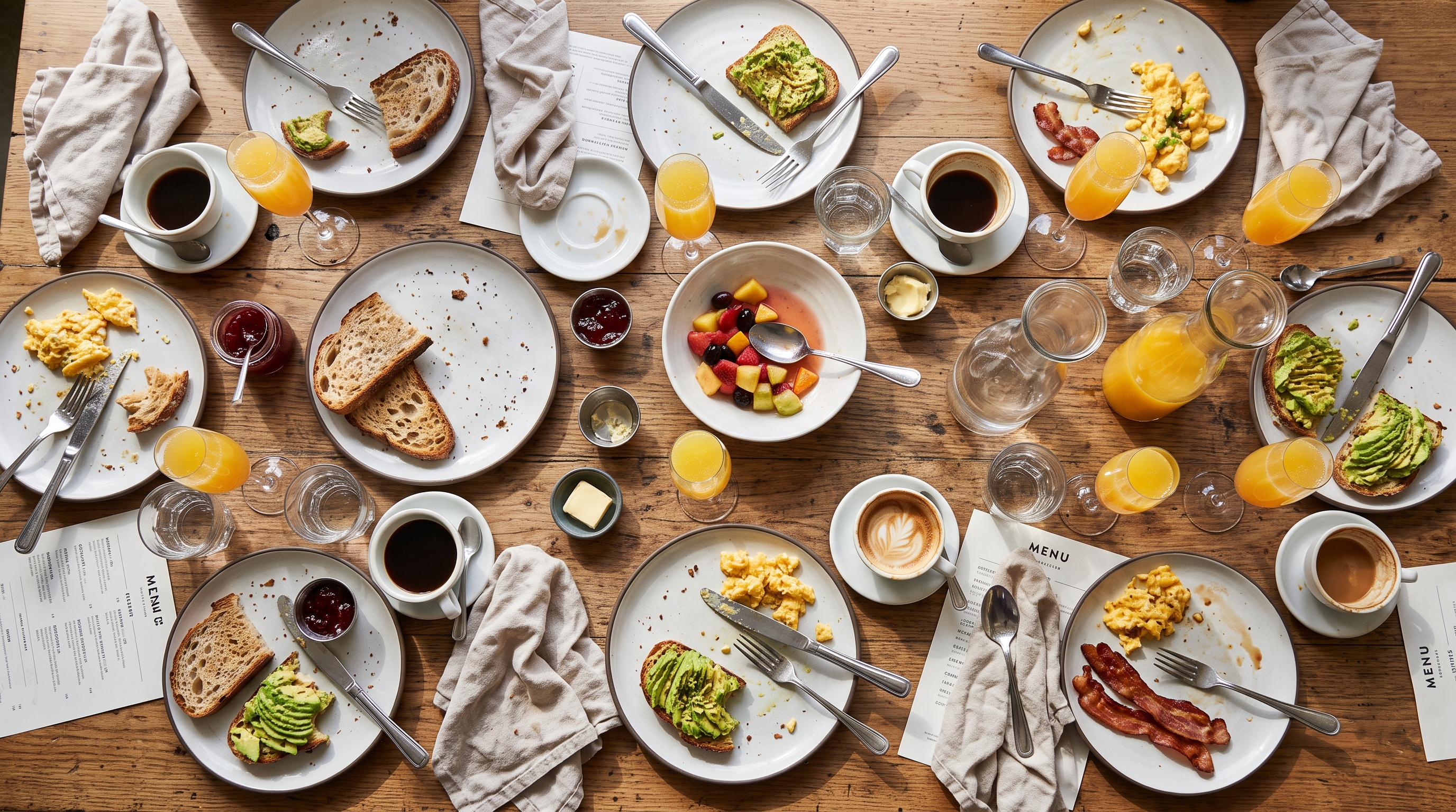 A brunch table set for a bridal shower at Sofia, a fine dining Italian steakhouse in Englewood, NJ.
