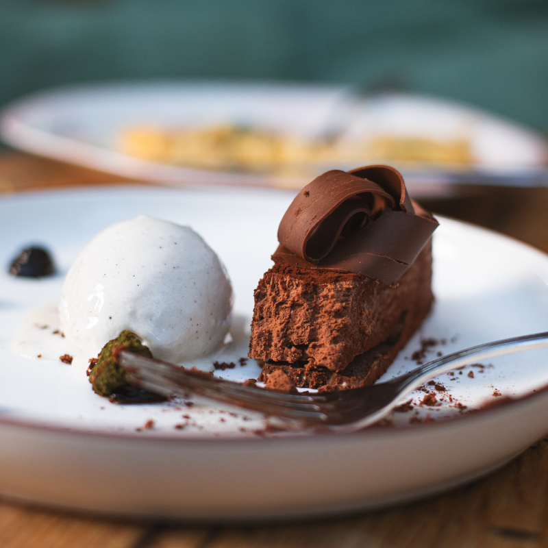 a plate of dessert with a fork