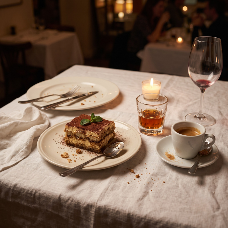 Tiramisu and coffee in sofia
