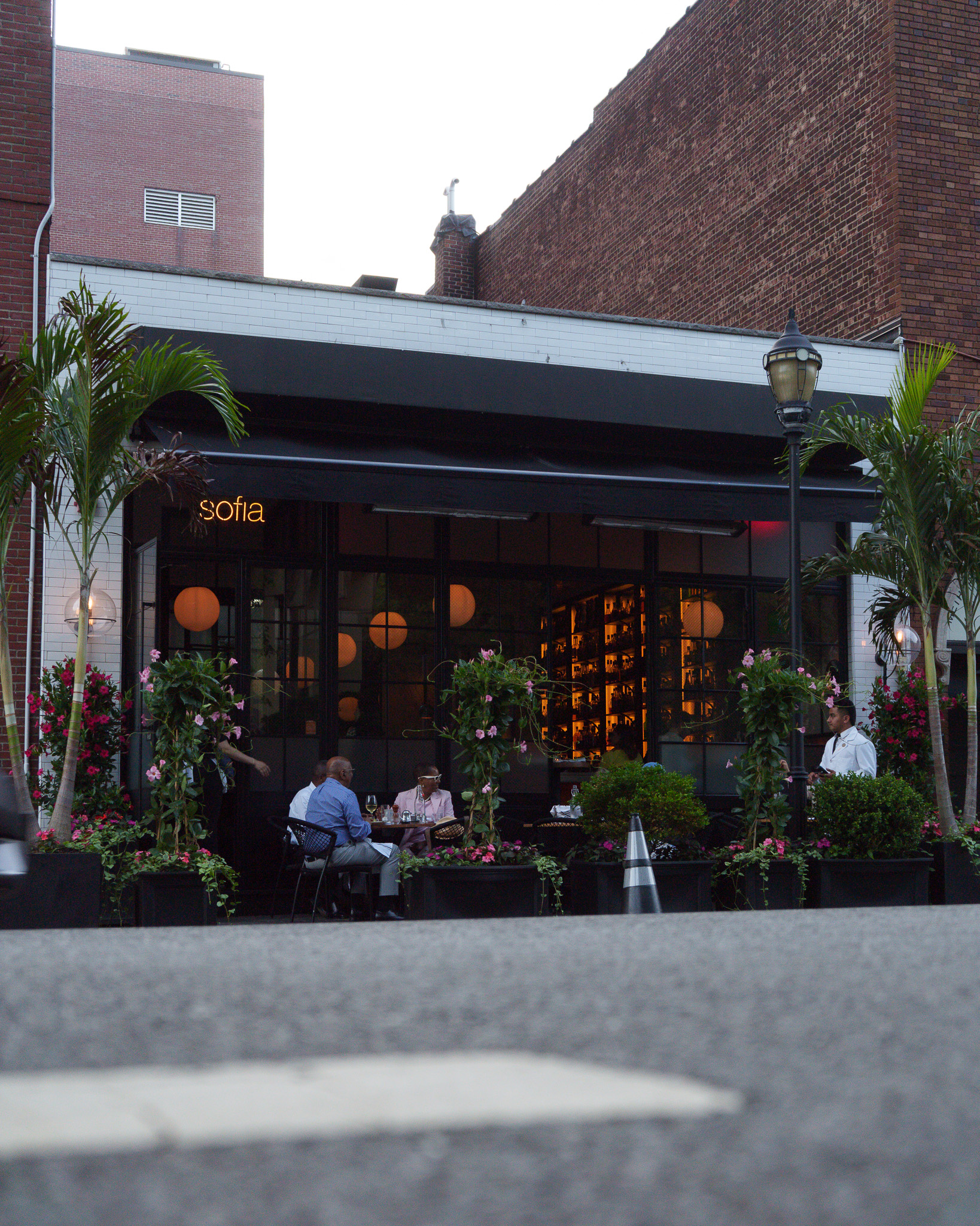 Sofia's retractable-roof Garden Room, one of the best outdoor dining settings in Bergen County, at its Englewood fine dining Italian steakhouse.