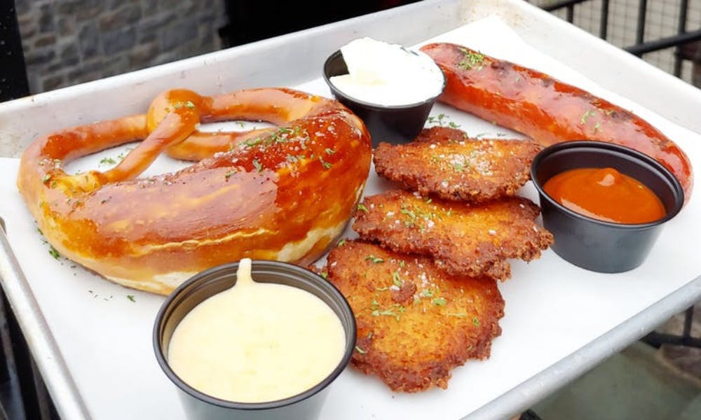 a tray of food on a plate
