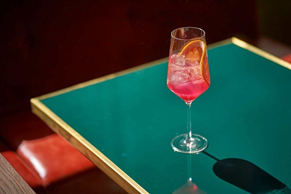 a cocktail on a table