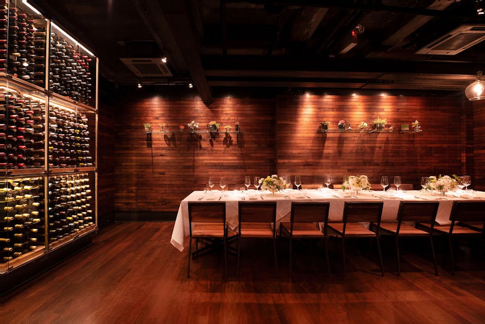 a long table in a room