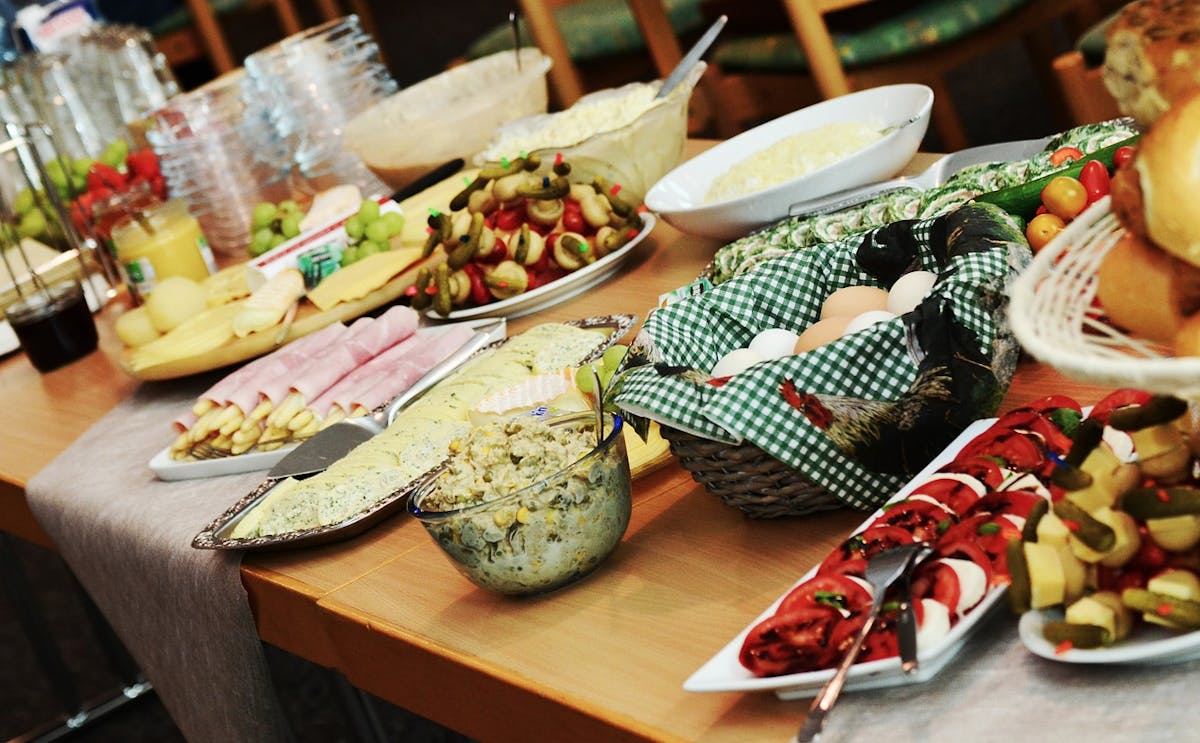 a table topped with different types of food